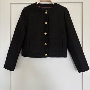 J. Crew Factory Textured Black Blazer with Gold Accents